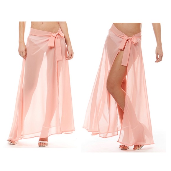 LOF Other - Sarong Skirt Sheer Swimsuit Coverup for Women blush pink
